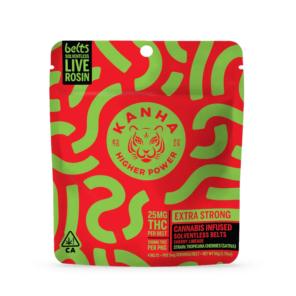 KANHA - Cherry Limeade (S) Live Rosin Belts | KANHA |100mg THC | 4-pack Main Image