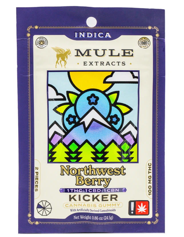 Mule Extracts - Mule Extracts NW Berry 1:1:1 THC CBD CBN 2pc Kicker Gummy 100mg Main Image
