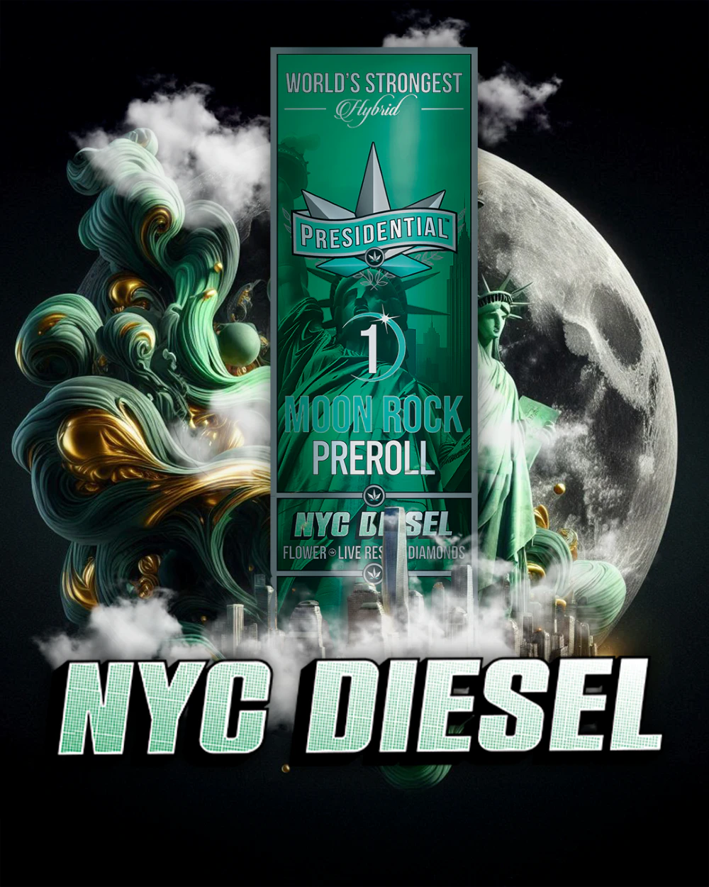 Presidential THC - Presidential Moonrock Prerolls - NYC Diesel (1g) Main Image