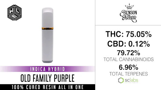 White Label Extracts - Old Family Purple, Cured Resin, Disposable, 1g