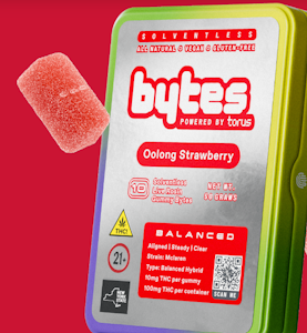 BYTES - Oolong Strawberry | Balanced | Solventless Live Rosin | Gummies | 10pk/100mg (BYTES)