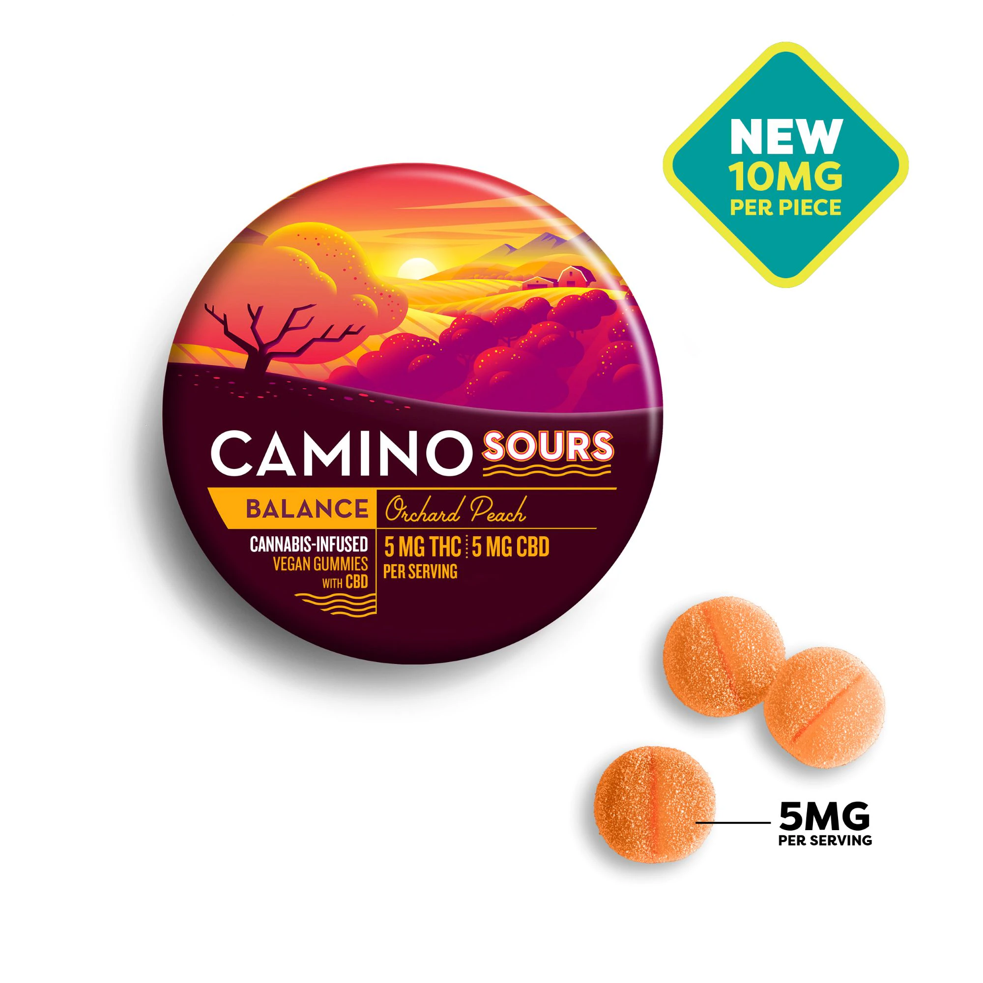 Camino - Camino Sours-Orchard Peach with CBD 10:10 Gummies-00320 Main Image