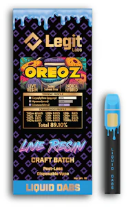 LEGIT LABS - Legit Labs Live Resin - Oreoz - 1G Disposable