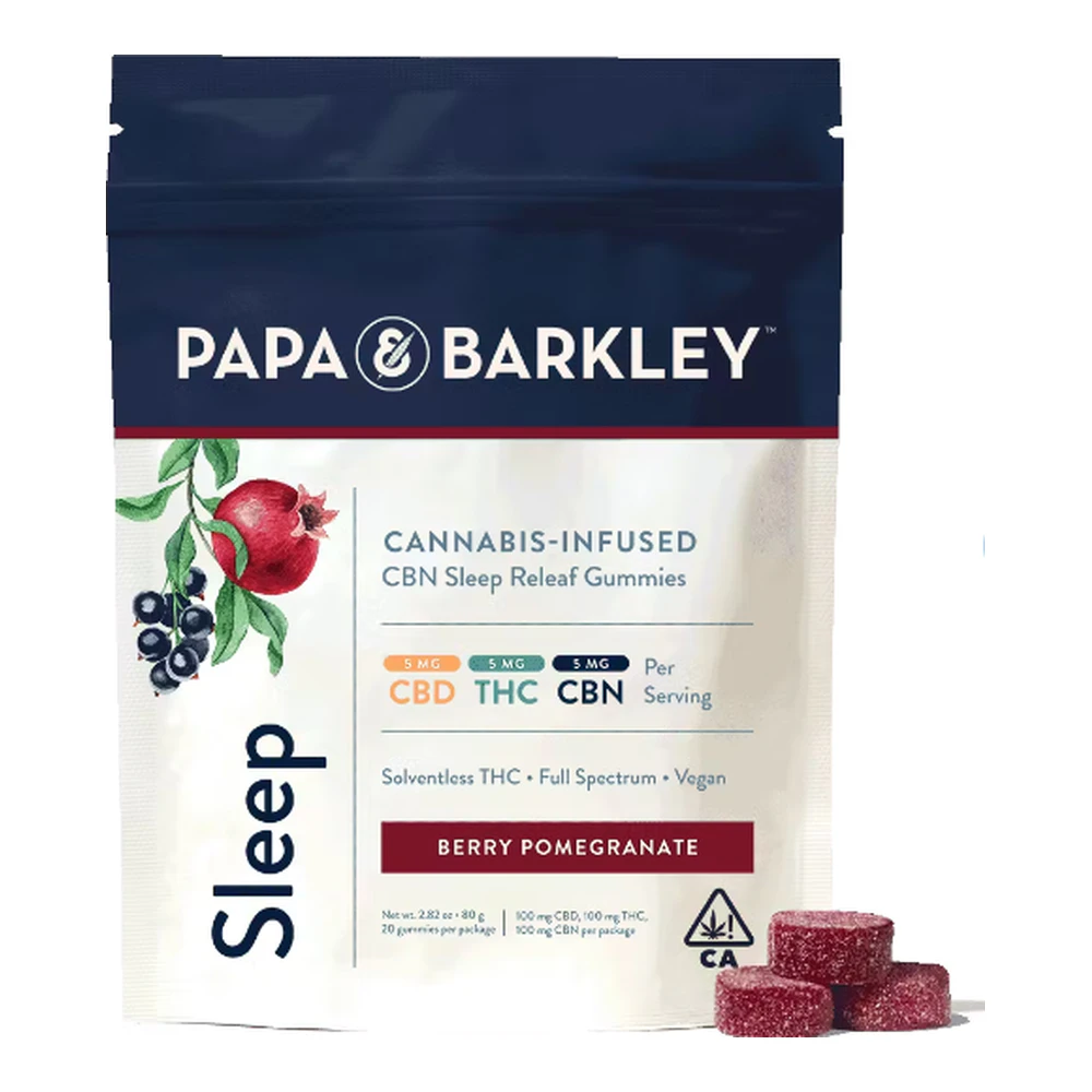 Papa & Barkley - Papa & Barkley | Berry Pomegrante 1:1:1 | THC:CBD:CBN Sleep Releaf Gummies | 100mg Main Image