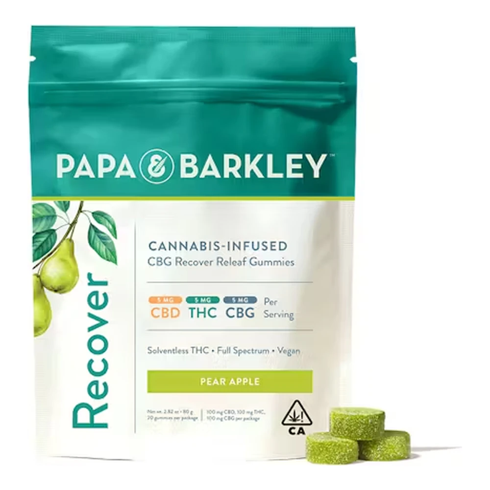 Papa & Barkley - Papa & Barkley | Pear Apple 1:1:1 | THC:CBD:CBG Recover Releaf Gummies | 100mg Main Image