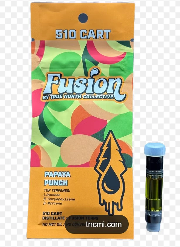True North -  True North-Fusion-Papaya Punch-Hybrid-1g 510 cart-78.43% THC Main Image
