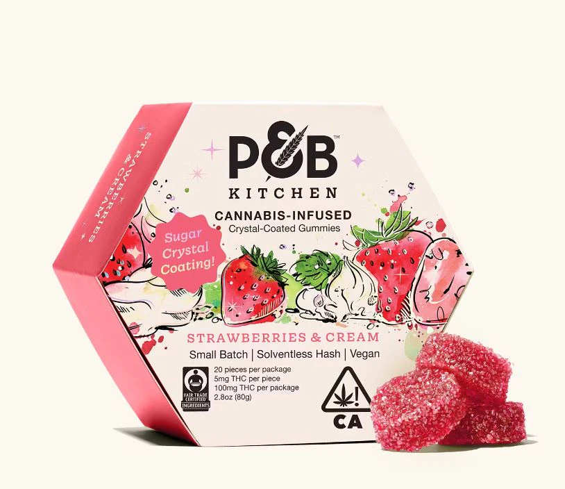 Papa & Barkley - KITCHEN GUMMIES - CRYSTAL COATED STRAWBERRIES & CREAM 100MG - PAPA & BARKLEY Main Image