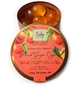 RUBY FARMS - Peach Ginger Cayenne | Live Resin Gummies | 100mg/20 Pieces | Ruby Farms