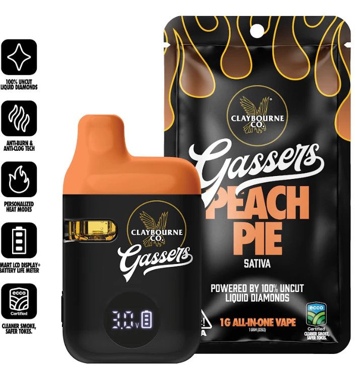 Claybourne Co. - CLAYBOURNE - AIO - Peach Pie - Gassers - Liquid Diamonds - 1G Main Image