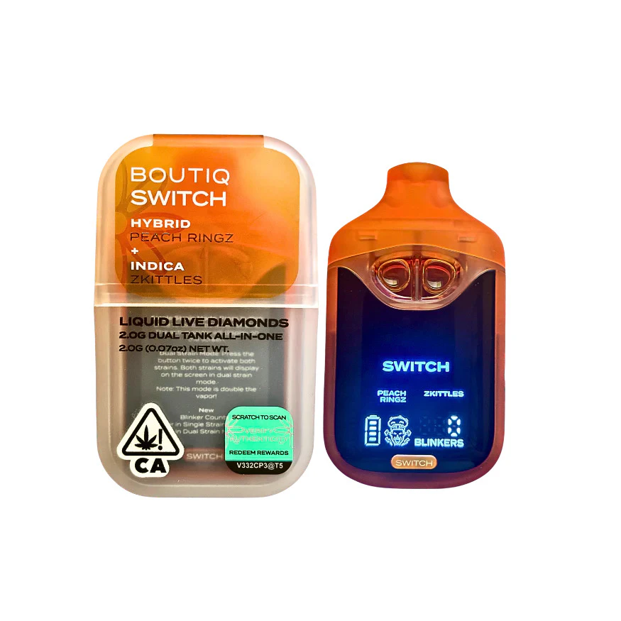Boutiq - BOUTIQ - 1g Liquid Live Diamonds AIO Switch Dual Tank - Peach Ringz + Zkittles Main Image