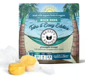 BETTY'S EDDIES - Take It Easy Eddies Pineapple Orange 2pk Fruit Chews - 50mg