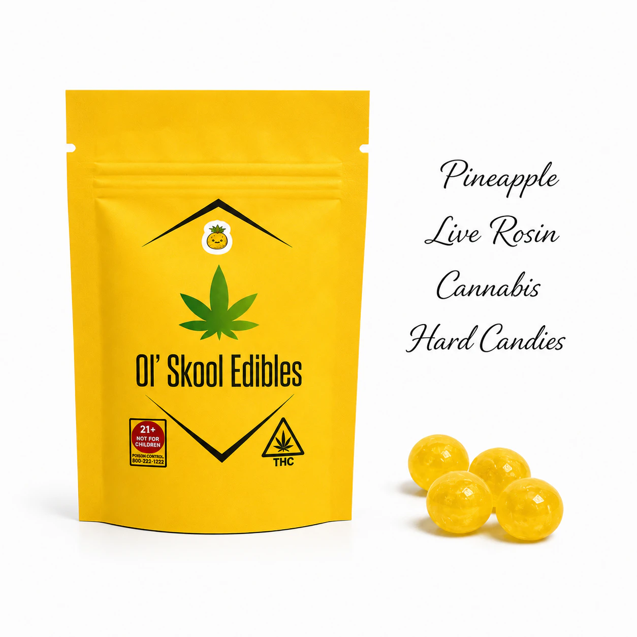 Ol' Skool Edibles -  Ol' Skool | Pineapple Jolly Drop | 5mg THC | 10ct Main Image