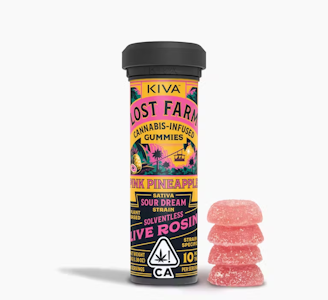Kiva Confections - Kiva - Lost Farms - Sativa - Pink Pineapple Sour Dream - 10pk - SolventLess Live Rosin Gummies - (100mg THC)