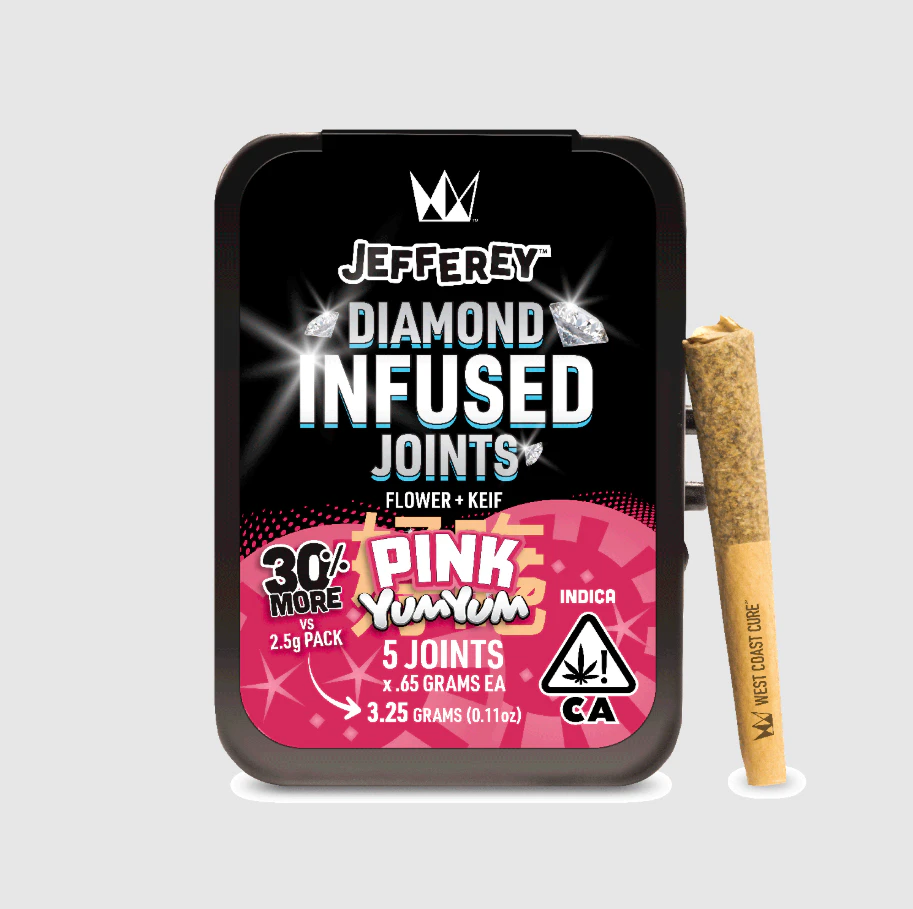 West Coast Cure - West Coast Cure - Jefferey Pre Roll Pack - Diamond Infused - Indica - Pink Yum Yum - (3.25g Total) 5 Pack Main Image