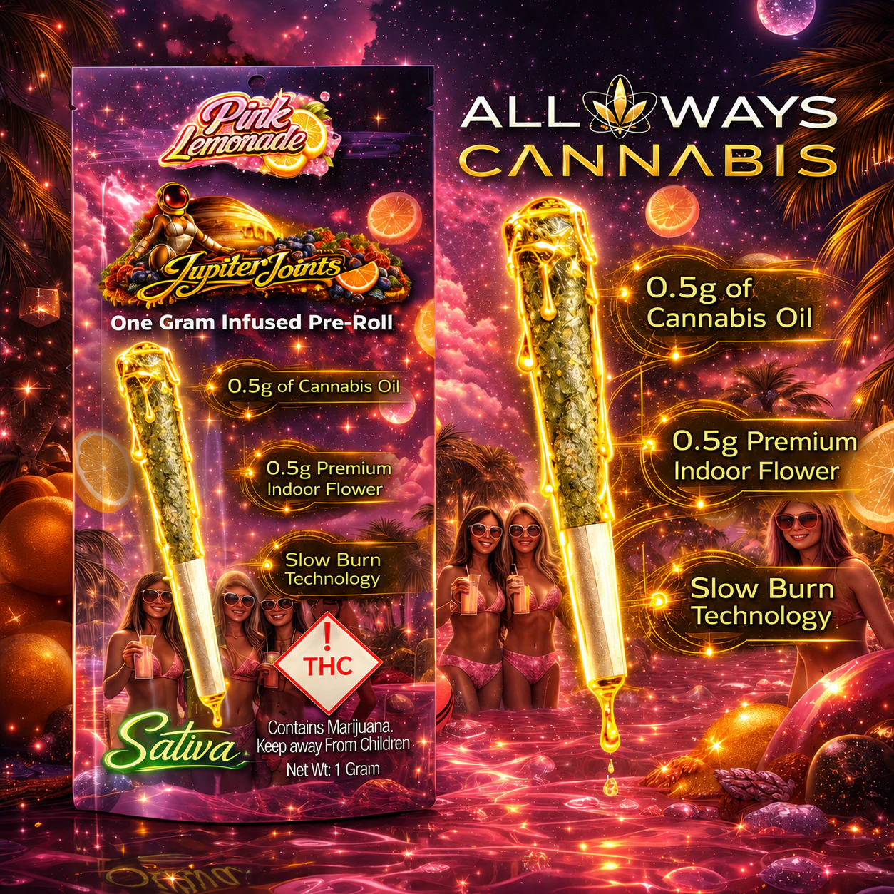All Ways Aeroponics - All Ways Aeroponics - Pink Lemonade (S) Jupiter Joints Infused 1g Main Image