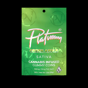 PLATINUM VAPE - Platinum - 10ct. 100mg Infused Gummy Coins - Green Apple 
