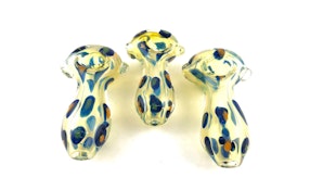 Glass - 4.5" Blue Polka Dot Gold Fumed Hand Pipe