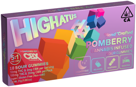 Highatus - HIGHATUS: Pomberry Sour Gummies 5:1 (THC:CBN) 100mg THC/20mg CBN