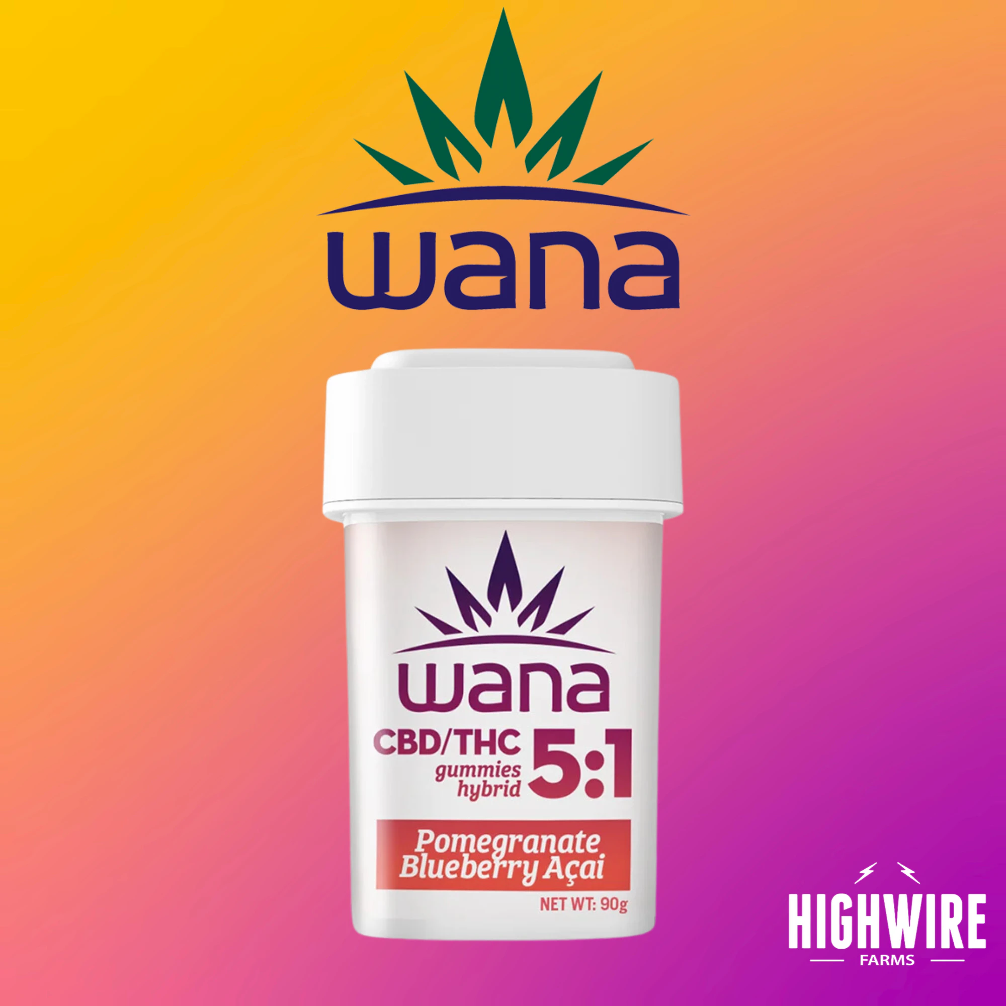 Wana Brands - Wana Gummies Pomegranate Blueberry Acai 5:1 CBD:THC 100mg Main Image