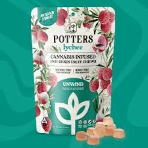 Potters | Lychee | Live Resin Sugar Free Fruit Chews | 100mg