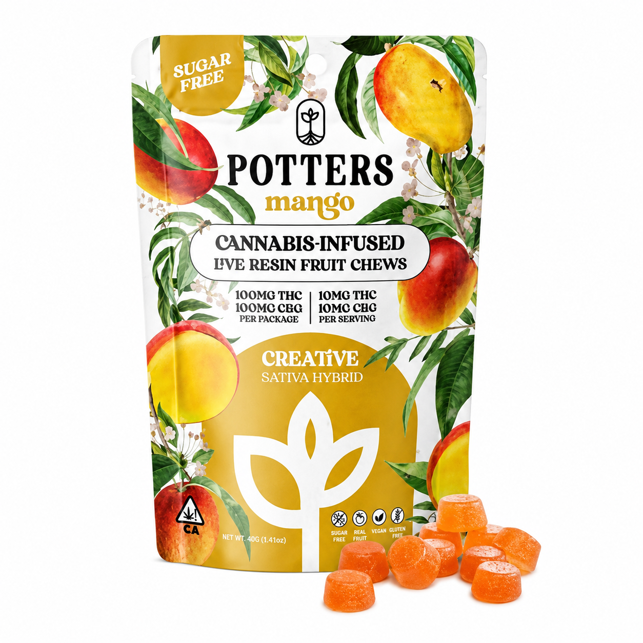 Potters | Mango | CBG 1:1 | Sugar-Free Fruit Chews