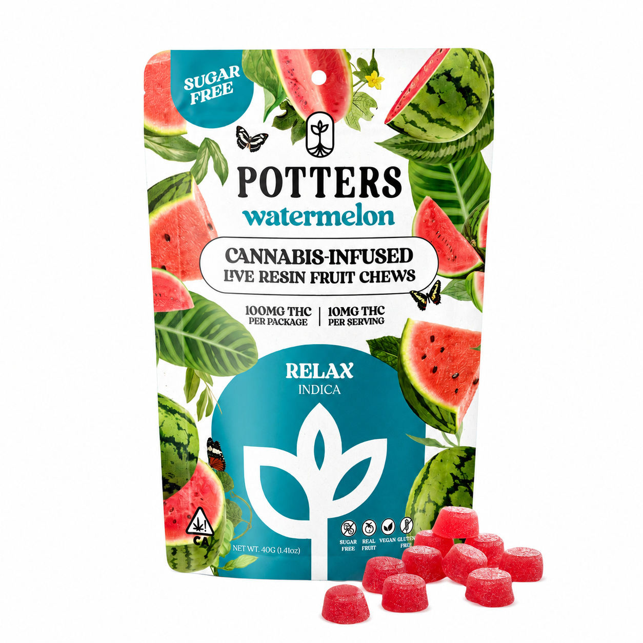 Potters | Watermelon | Sugar-Free Fruit Chews