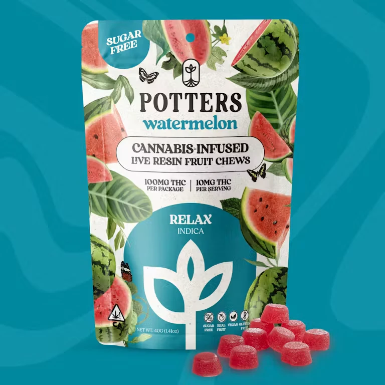 Potters - Potters Live Resin Sugar-Free Fruit Chew | 100mg | I | Watermelon Main Image