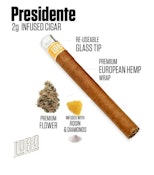 Presidente | Sherbadelic | Rosin Infused | Hemp Wrapped Blunt | Preroll | 2g (Lobo)