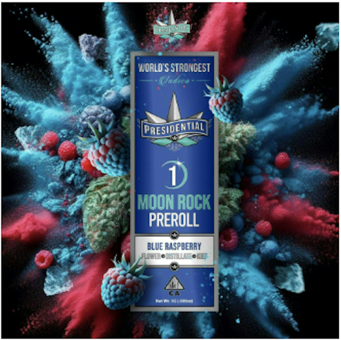 DUMBO ELECTRIC - Blue Raspberry -Indica- 33.63% THC | Presidential Moon Rock (Infused-Preroll) 1g | Dumbo Electric      -ll11 back