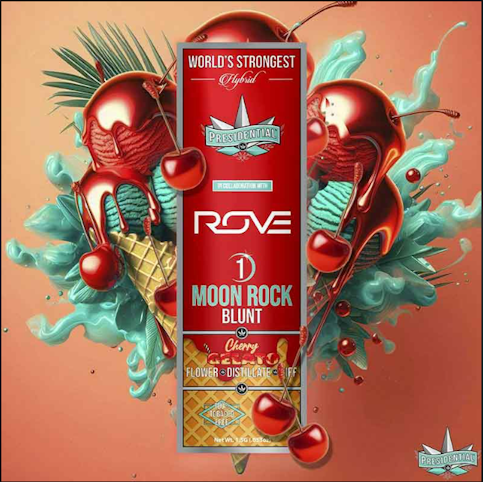 DUMBO ELECTRIC - Cherry Gelato -Hybrid- 36.03% THC | Rove Presidential Moon Rock (Infused-Preroll) 1g | Dumbo Electric    -jj12 middle 