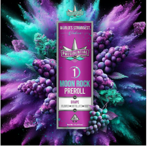 DUMBO ELECTRIC - Grape -Indica- 38.70% THC | Presidential Moon Rock (Infused-Preroll) 1g | Dumbo Electric      -ll11 front