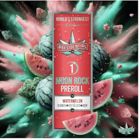 DUMBO ELECTRIC - Watermelon -Indica- 38.07% THC | Presidential Moon Rock (Infused-Preroll) 1g | Dumbo Electric      -kk11 front