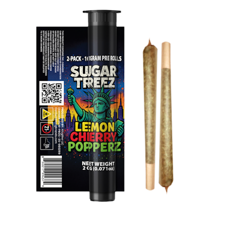 Sugar Treez - Lemon Cherry Popperz -Sativa/Hybrid- 24.35% THC | 2g 2pk (Pre-Rolls) | Sugar Treez      -j8 front