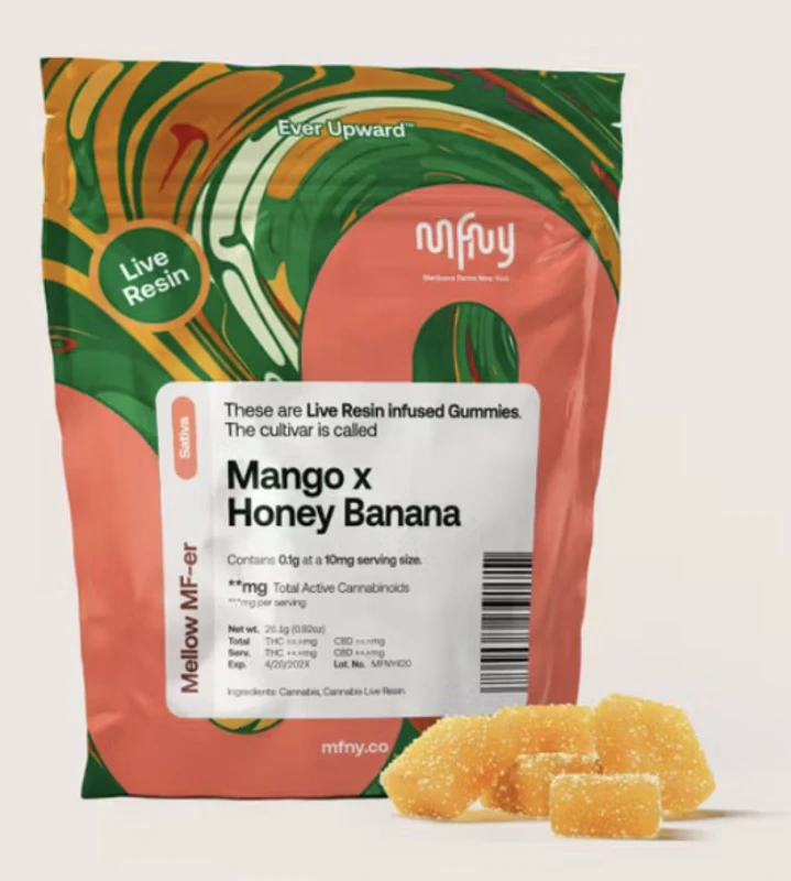 MFNY - Mango x Honey Banana Live Resin 10pk Gummies - Sativa | MFNY Main Image