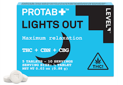 LEVEL PROTAB+ LIGHTS OUT 224mg THC 47mg CBN 43mg 8THC 18mg CBG