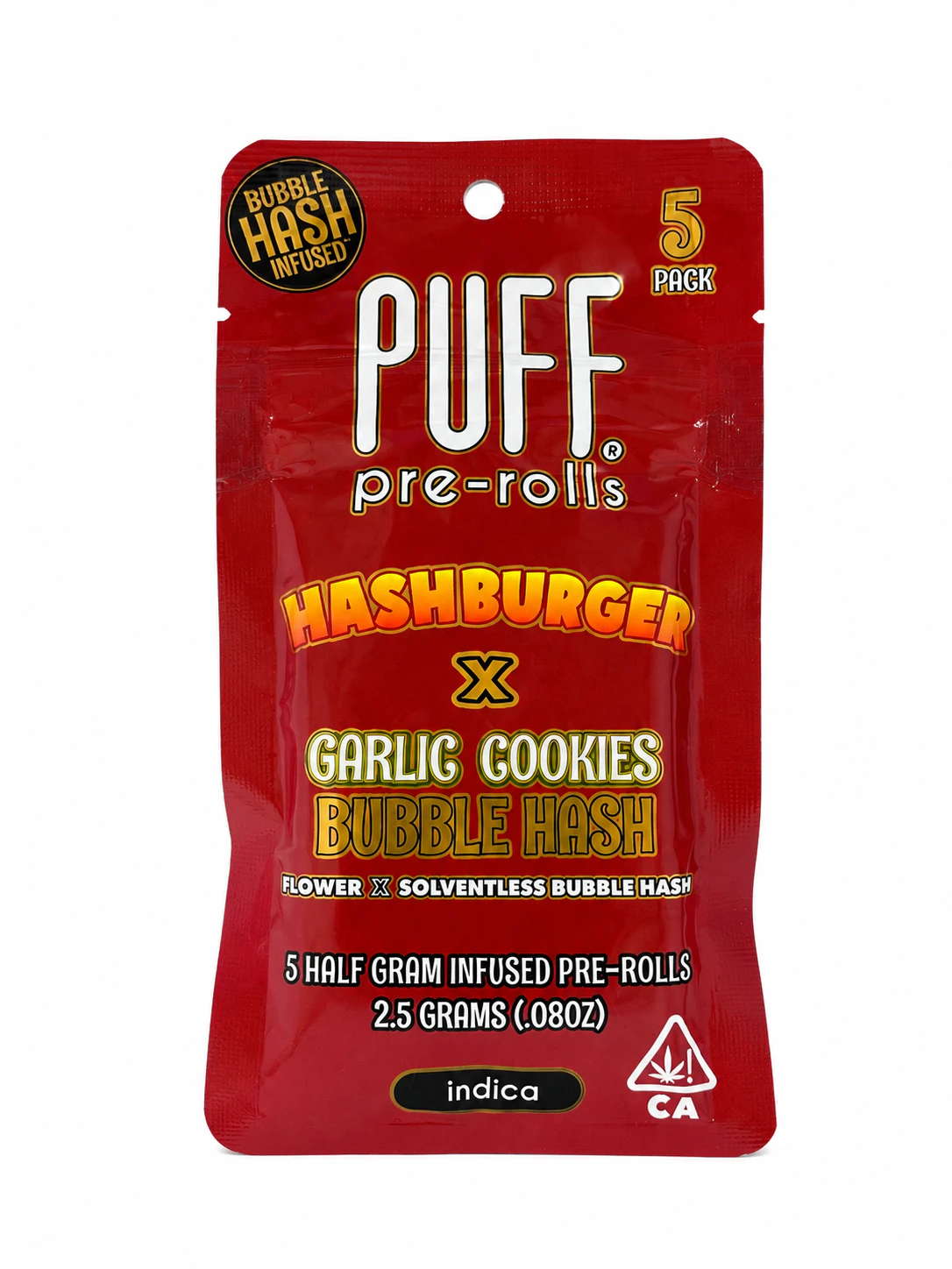 PUFF - Puff | Hashburger x GMO | Bubble Hash Infused | Pre-Rolls | 5pk Main Image