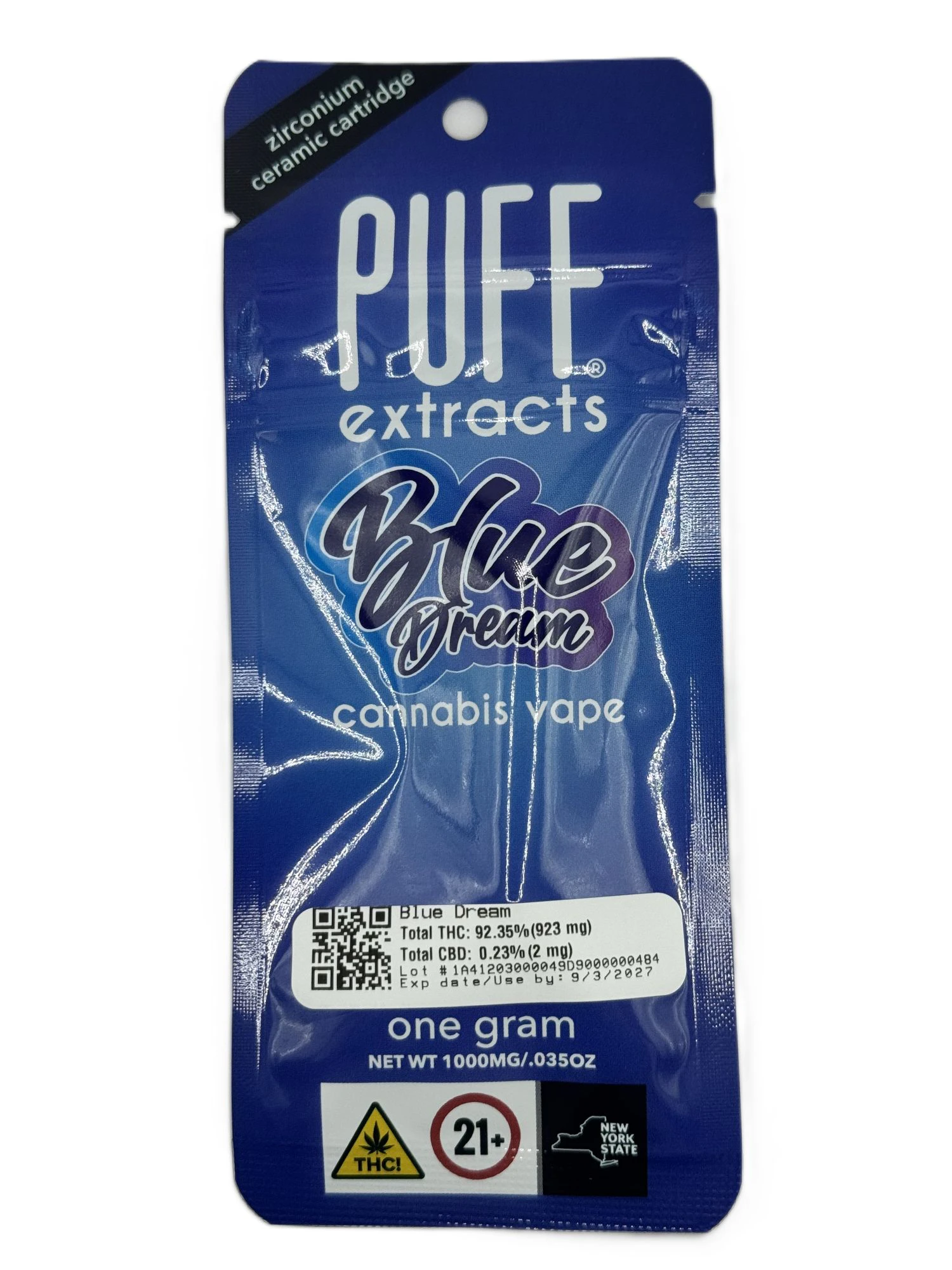 PUFF - Puff - Blue Dream - 92.35% THC - 1.0g - Vape Cartridge Main Image