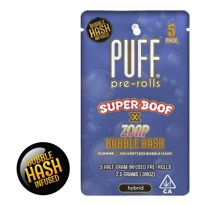 2.5g Super Boof x Zoap Bubble Hash Infused Pre-Roll Pack (.5g - 5 pack) - Puff picture