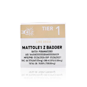 PUNCH - Concentrate - Mattole's Z - Live Rosin Badder - Tier 1 - 1G