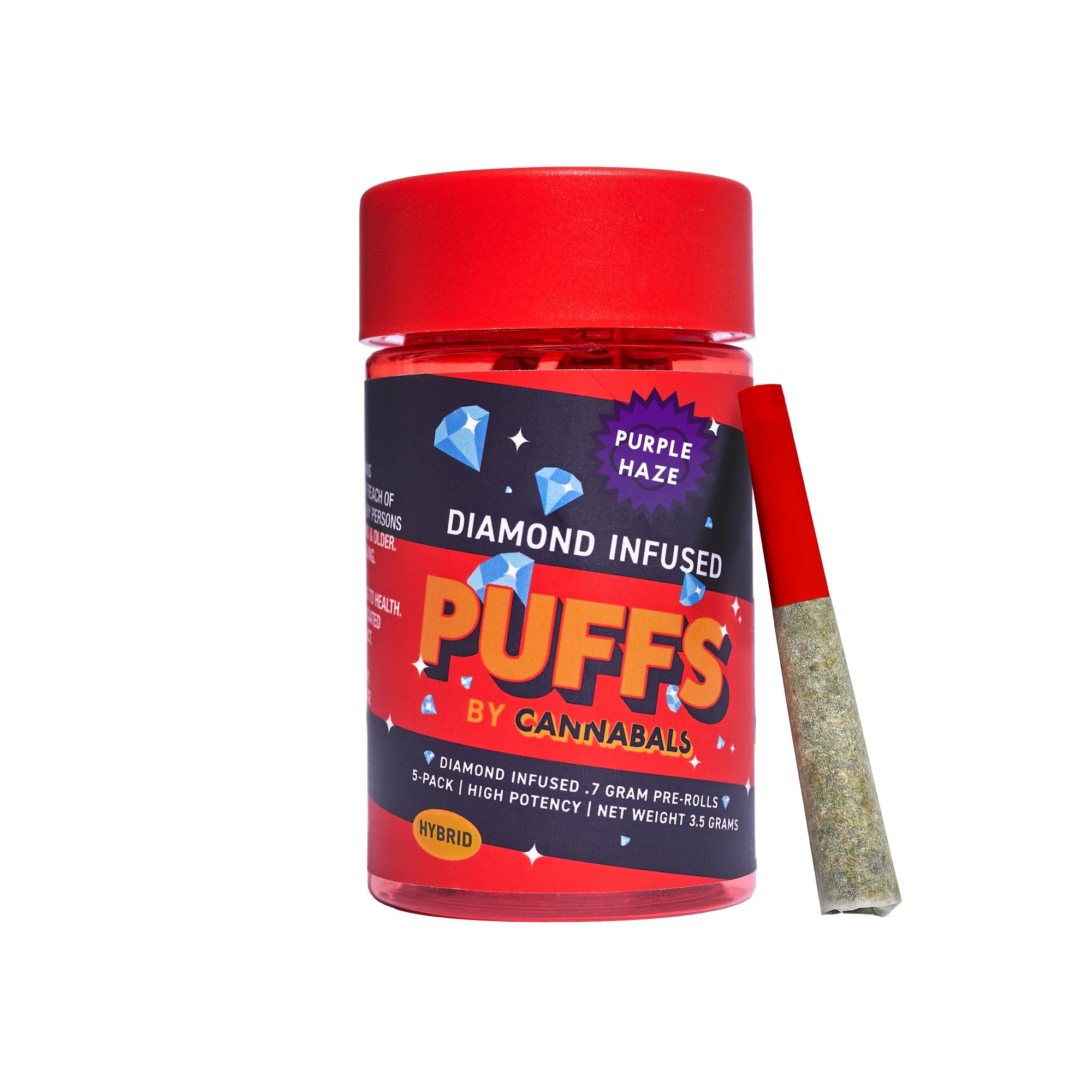 Cannabals - Cannabals  - Purple Haze PUFFS - 7pk Diamond Infused preroll Main Image