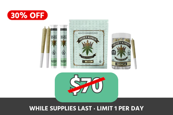 Quiet Kings - Quiet Kings Indica Half + Prerolls Bundle | 14g Biscotti Mintz + 14pk Gelato 33 + 2 Pine OG | Quiet Kings Main Image