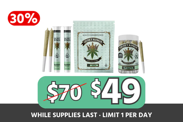 Quiet Kings - Quiet Kings Sativa Half + Prerolls Bundle | 14g Sour Jack + 14pk Guava Kush + 2 Pine OG | Quiet Kings Main Image