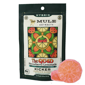 MULE EXTRACTS - Strawberry Lemonade "The QU4D Kicker" Gummies | 2pc 400mg 1:1:1:1 (THC:CBD:CBN:CBG) (Live Resin)