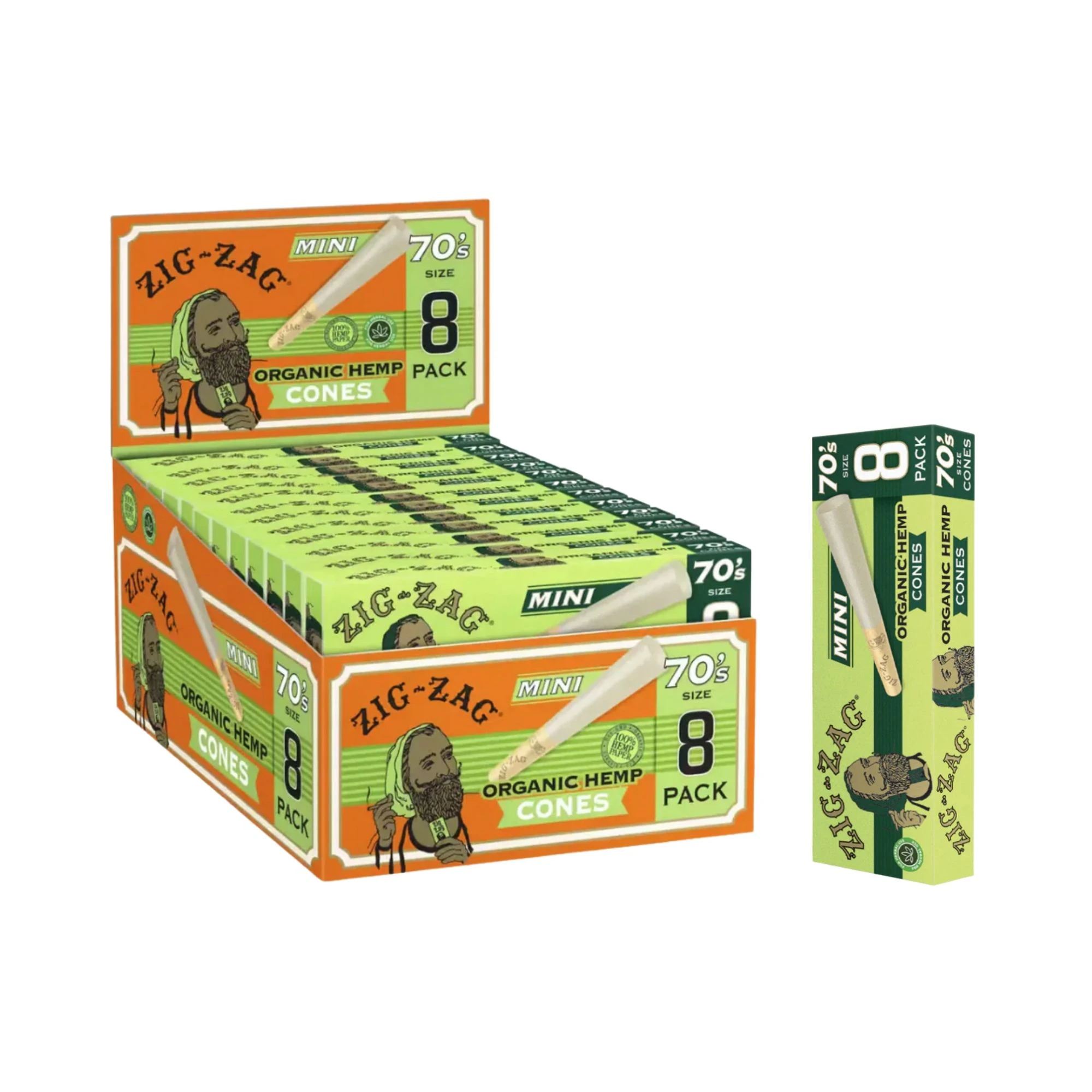Zig-Zag - Zig Zag | 70’s Mini Organic Hemp Cones | 8ct Pack Main Image