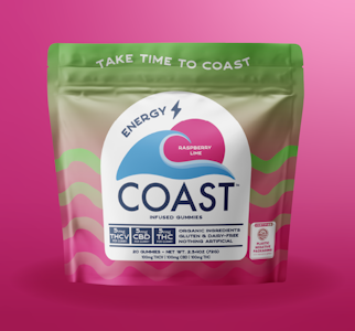COAST - 1:1:1 Raspberry Lime Gummies - 100mg - TBI