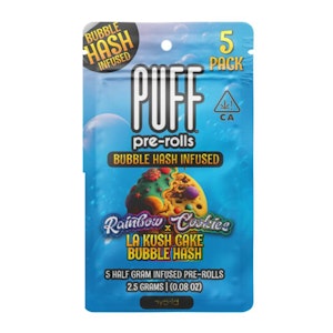 PUFF - PUFF Rainbow Cookies x LA Kush Cake Bubble Hash Infused 5-Pack Pre-Roll 2.5g
