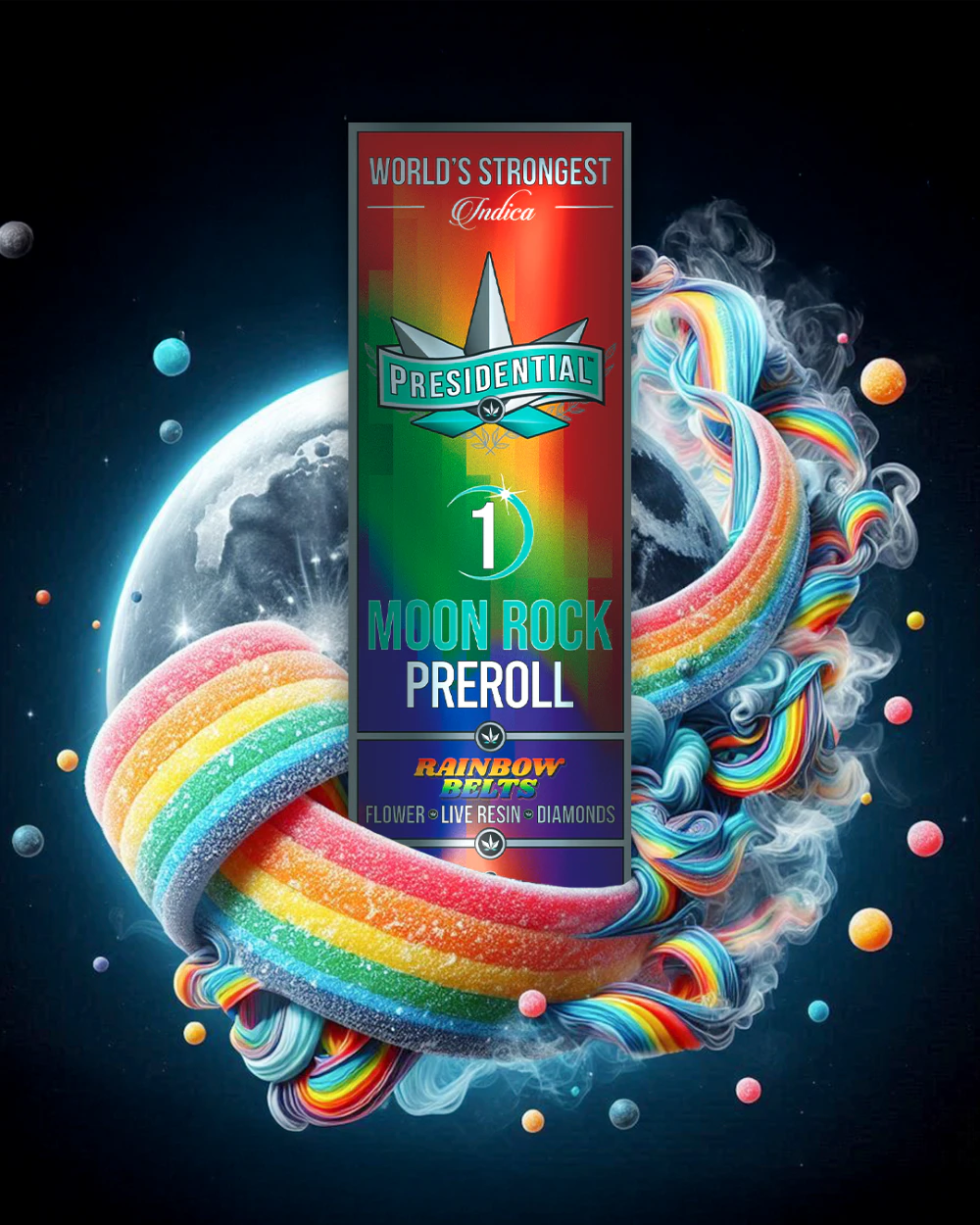 Presidential THC - Presidential Moon Rock Prerolls- Rainbow Belt (1g) Main Image