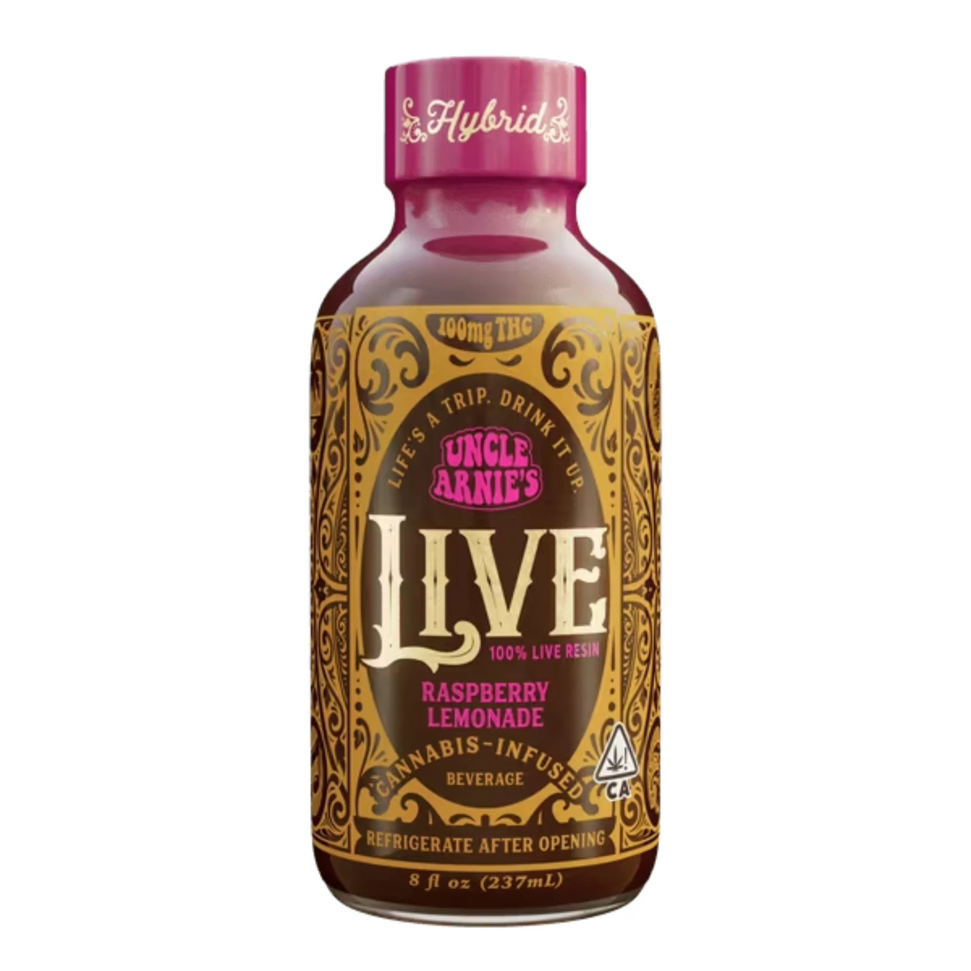 Uncle Arnies - Uncle Arnies | Raspberry Lemonade | Live Resin Beverage | [100mg] | Hybrid Main Image
