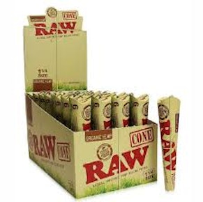 RAW Organic Hemp Pre-Rolled Cones 1 1/4" 32pks 6 Cones per pk
