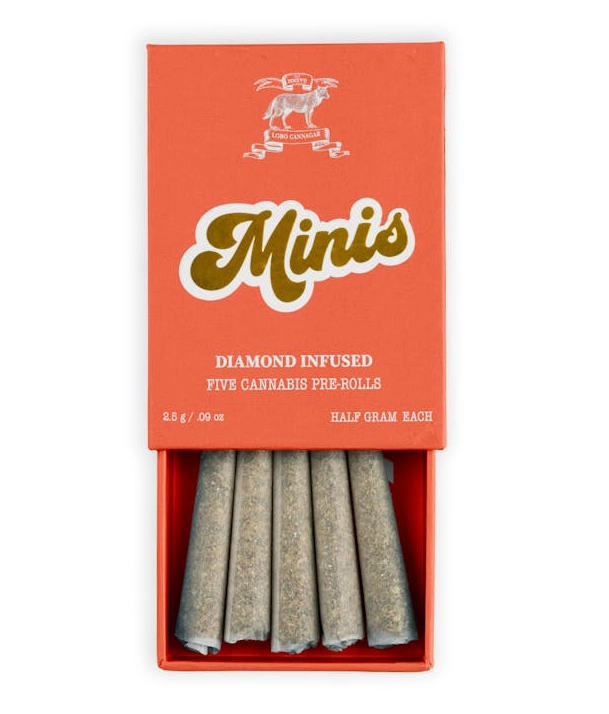 Lobo-Razberry Gas- Diamond Infused Minis-5pack-.5g-Prerol